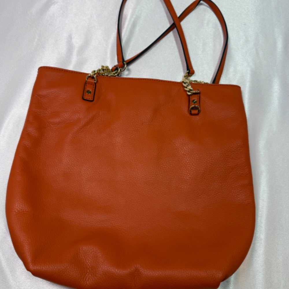 Michael Kors Large Orange Leather Shoulder Tote Bag - Picture 3 of 7